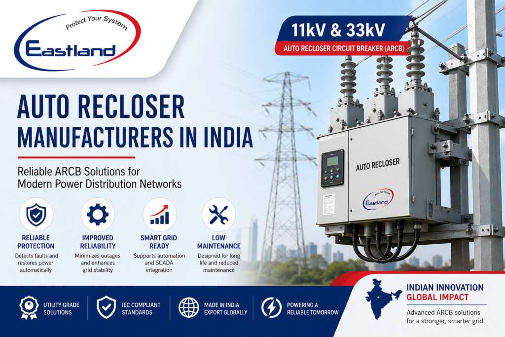Auto Recloser Manufacturers in India featuring 11kV and 33kV Auto Recloser Circuit Breaker solutions by Eastland Switchgears